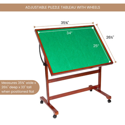 Bits and Pieces - Adjustable Puzzle Tableau - Folding Jigsaw Puzzle Accessory Table - Portable Table with Wheels for Easy Transport - Tilts