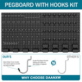 Daanxw 158PCS Metal Pegboard Kit with Hooks for Wall Garage Tools Pegboard Storage System for Garage (Black Box, 4-12X24) Daanxw