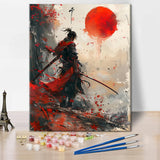 TUMOVO DIY Paint by Number for Adult, Warrior with Sword Painting by Numbers, Crimson Sun Adult Paint by Numbers Kits on Canvas, 16X20 Inch Paint by Numbers for Beginner Frameless TUMOVO