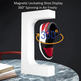 Floating Shoe Display Magnetic Levitating Sneaker Stand Holder Rotation Acrylic Rack with LED Light for Gift Advertising Exhibition Storefront shop up to Size 13 Big Shoes (White Without Shoe) Floatidea
