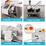 Mini Lathe Machine, 8.7"x 29.5" Mini Metal Lathe with 1100W Brushless Motor, 0-3000 RPM Variable Speed Benchtop Lathe, Mini Torno Para Metal with LED Screen, 3-Jaw Chuck SHENGJINSH
