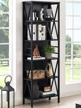 HOMISSUE Tall Bookshelf, 6-Tier Book Shelf, Rustic Wood Metal Bookshelves and Bookcases, Freestanding and Industrial Open Bookcase for Home Office, Living Room and Bedroom, Black HOMISSUE