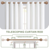 HTZON Wood Curtain Rods 48 to 84 Inch,1 Inch Adjustable Curtain Rod,Netted Wooden Window Curtains Rods,Farmhouse Rustic Heavy Duty Curtain Rods,Brown Wood Grain Decorative Single Drapery Rods 36-88" HTZON