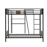 Polibi L-Shaped Metal Corner Bunk Bed with Two Ladders, Twin Over Twin Bunk Bed with Twin Loft Bed w/Desk and Shelf Polibi