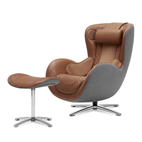 Nouhaus Classic Massage Chair with Ottoman – Caramel Leather Recliner with Percussive Shiatsu Massager, Built-in Speaker & Full Body Spot Massage – Ultimate Comfort for Home & Office Nouhaus