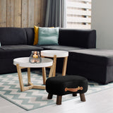 LUE BONA Small Curved Foot Stool with Handle, Black Velvet Footstool and Ottomans, Modern Foot Rest with Wooden Legs, Step Stool with Padded Seat for Couch, Living Room LUE BONA