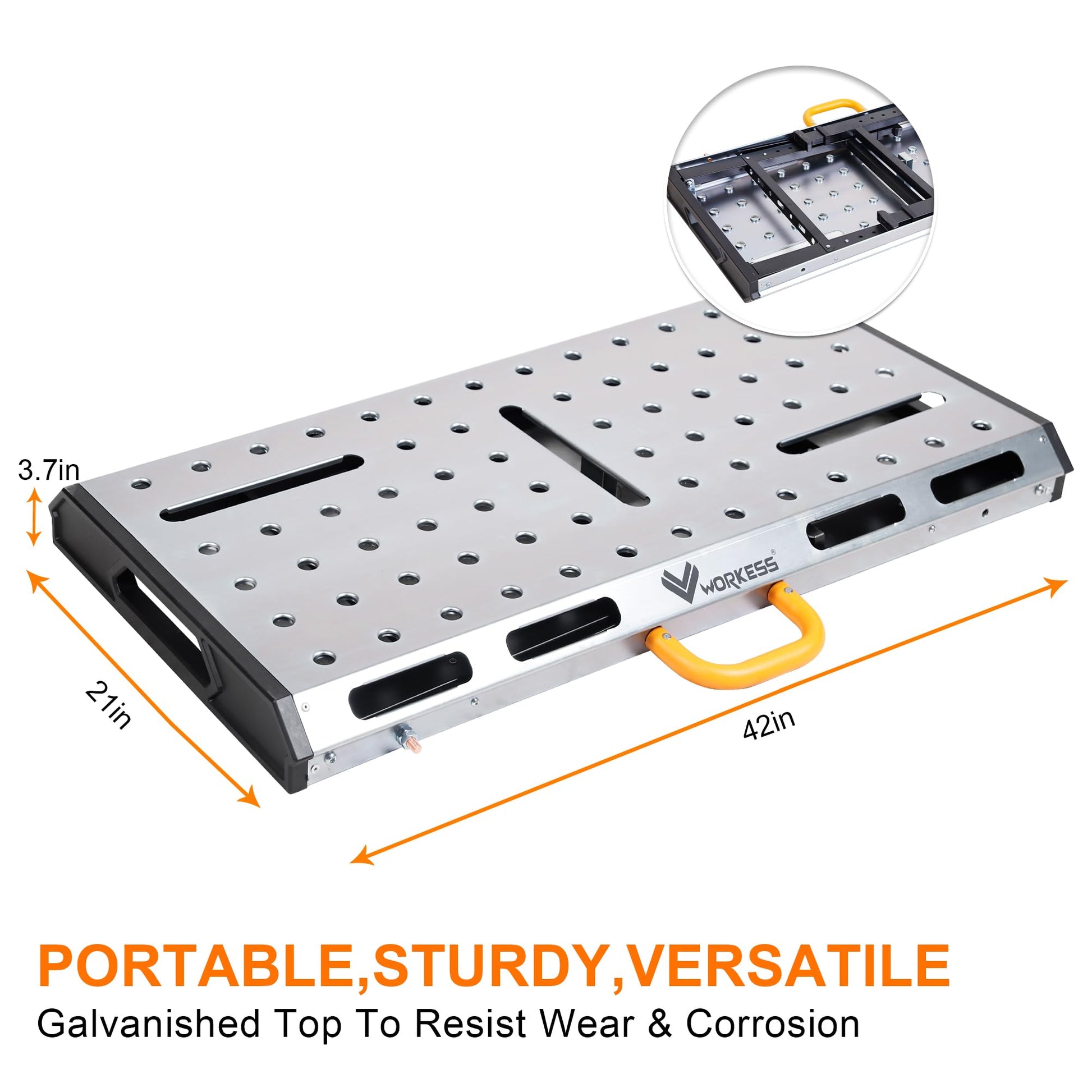 WORKESS Metal Welding Table Folding 1000 lbs Load Capacity Heavy Duty Steel Construction Workbench for Welding Adjustable 7 Level Height - WoodArtSupply