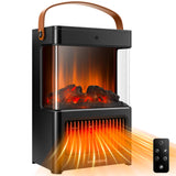 VIVOHOME Portable Electric Fireplace Heater with Realistic Logs and Flame Effect, Freestanding Space Heater with Touch Control and Remote, Mini Fireplace with Timer, Overheat Protection VIVOHOME