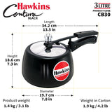Hawkins 3 Litre Contura Black Pressure Cooker, Hard Anodised Inner Lid Cooker, Handi Cooker, Black (CB30) HAWKINS