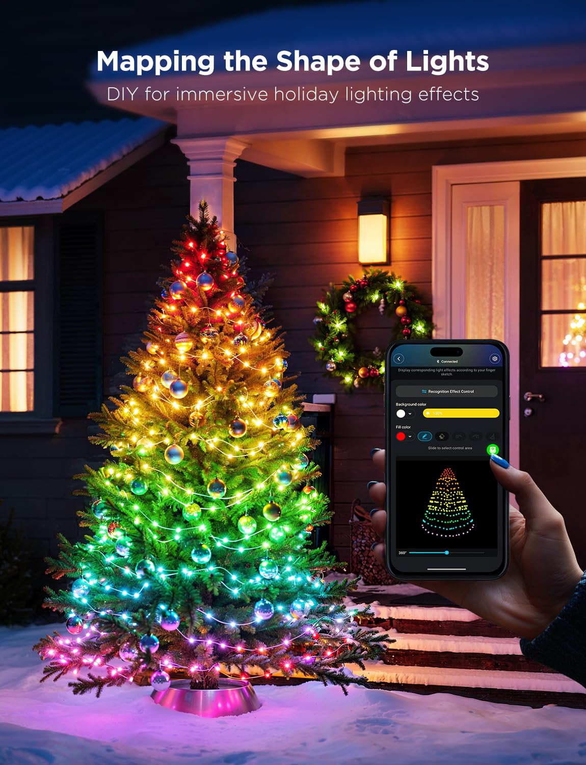 Govee Christmas Lights 2, RGBWIC 164FT 500LEDs LED String Lights for Christmas Decor, Smart Indoor Outdoor Christmas Tree Lights with Shape Mapping Function, 130+ Scene Modes, APP Control, Clear Wire