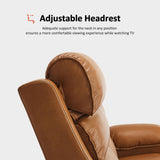MCombo 63.4" Power Reclining Loveseat Sofa with Adjustable Headrest, Heat and Vibration, USB Type C Charge Ports Faux Leather for Living Room 6711 (Cognac Brown) MCombo