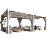 YOLENY Louvered Pergola 10x20, Aluminum Gazebo with Adjustable Waterproof Roof, Curtains and Netting Included, Deck and Backyard, White YOLENY