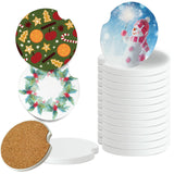 Ceramic Sublimation Blanks Car Coasters for Car Cup with Finger Notch for Easy Removal Ceramic Car Cupholder Auto Cupholder Keep Vehicle from Cold Drink Sweat Stain Spill (12) BOMSI