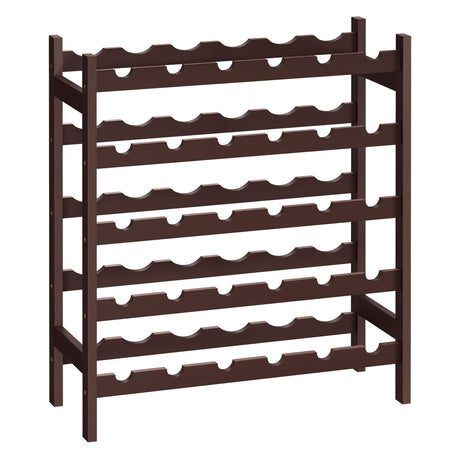 SONGMICS 30-Bottle Wine Rack, 5-Tier Freestanding Floor Bamboo Wine Holder, Display Stand Shelves, Wave Bars, Espresso UKWR25BR SONGMICS
