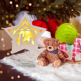 GHOSTMAGIC Christmas Tree Topper Star Nativity 7.87 x 9.25 inches Wooden Xmas Tree Top Star with 3 Modes LED Light Treetop Decoration for Christmas Bar Shop Office Home Decor (White) GHOSTMAGIC