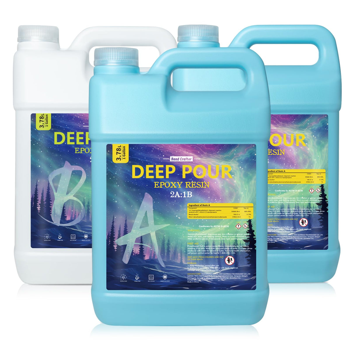 Deep Pour Epoxy Resin Kit 3 Gallon, Casting Resin Epoxy 2:1 for 2-4 inch Depth, Clear Crystal resina epoxica for Art Craft, River Table, Bar Top, Wood Bond Craftor