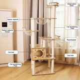 Yinanroa 73-Inch Cat Tower for Multiple Cats, Cat Tower for Large Cats, Slim, Stable, Freestanding, Popular,Prevents Cats from Falling, Space Saving, Wooden Cat Tower 20lb (8782) Yinanroa