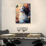 5D Diamond Art Kits for Adults, Cat Butterfly Diamond Painting Kit for Beginner, Full Round Drills Paint with Diamonds Dot Gem Art On Canvas DIY Crafts for Wall Decor 12X16 inch DIYDECORFUN