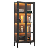 TIMELESS PIECES 66" H Glass Display Cabinet 4-Tier,Lighted Display case,Curio Cabinet with Glass Doors and Adjustable Shelves,Display Shelf for Collectibles,Living Room TIMELESS PIECES