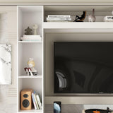 TAMUNE Entertainment Center with Bookshelves Modern Media Center with Open Shelves & Bridge TV Wall Unit with Doors, for Living Room White (81.1”W x 11.8”D x 70.9”H) TAMUNE