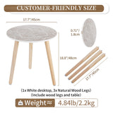 Hanobe Small Round Side Table: Boho End Tables for Living Room Bohemian Accent Bedside Table White Washed Bedroom Nightstand Farmhouse Home Decor Decorative with 3 Wood Legs, Easy Assembly Hanobe