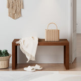 APRTAT Bamboo Dining Bench Indoor Long Entryway Shoe Rack Bench,Outdoor Modern Wood Benches 35 Inch Bamboo Bench for Living Room Hallway Bedroom Bathroom APRTAT