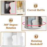 Anwick White Rotating Bookshelf Tower- 4 Tier Spinning Book Shelf for Small Space, 360 Display Circle Floor Standing Bookshelf for Kids & Adults Anwick