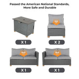 Grand patio 5 Pieces Wicker Outdoor Furniture Set,Patio Furniture Set with CSA Certification Fire Pit Table,Modular Sectional Sofa Sets with Olefin Cushions, 50,000 BTU Heat Output (Light Gray) Grand patio