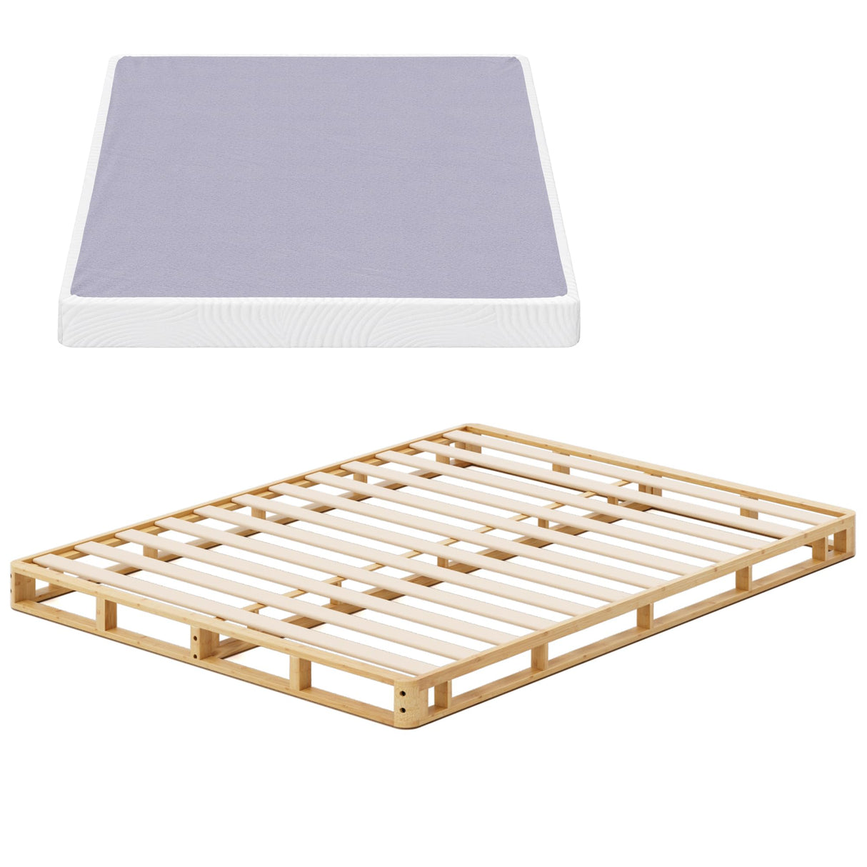 ZINUS Edgar 4 Inch Bamboo Box Spring, Mattress Foundation, Sturdy Bamboo Structure, Low Profile, Easy Assembly, Full Zinus