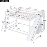 Harper & Bright Designs Full Over Full Bunk Bed with Slide, Bookshelves and Ladders, Solid Wood Floor Bunk Loft Bed Frame for Kids Girls Boys (White) Harper & Bright Designs