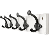 WEBI Rustic Coat Rack Wall Mount,5 Cast Iron Hooks,Coat Hooks Wall Mounted,Heavy Duty Antique Vintage Hooks for Hanging Coats,Jacket,Clothes,Black on White WEBI