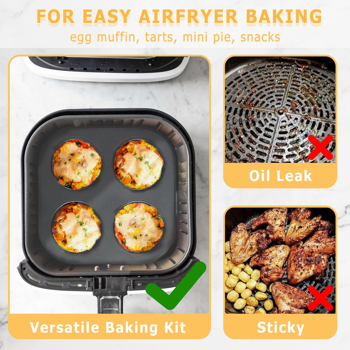 8-Piece Baking Pans Set with Rack, Nonstick Bakeware Include Muffins & Muffin Tops Pan, Baking Tray, Cookie Sheet with Mat, Loaf Pan, Round Cake Pan, Carbon Steel Baking Set LINKLIFE