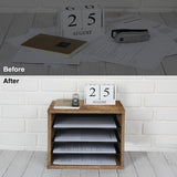 J JACKCUBE DESIGN Rustic Wood Desk Organizer 4 Compartment Paper File Holder for Home and Office, Document Storage, File sorter, Mail and Letter Tray- MK560A J JACKCUBE DESIGN