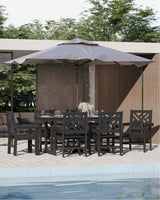 BIVODA 7-Piece Outdoor Dining Set, HDPE All-Weather Patio Table and Chairs Set for 6, Outdoor Patio Furniture Sets with Umbrella Hole for Outside, Deck, Backyard, Garden (Black) BIVODA