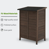 MCombo Outdoor Wood Storage Cabinet, Small Size Garden Wooden Tool Shed with Double Doors, Outside Tools Cabinet for Backyard (24.6”x 18.3”x38.2”) 0985 (Brown) MCombo