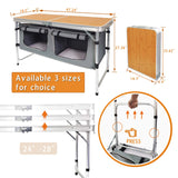 CampLand Outdoor Folding CampingTable with Aluminum Lightweight Height Adjustable with Storage Organizer Picnic Table for BBQ, Party, Camping(BAMBOO) CampLand