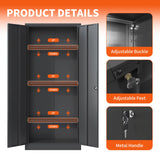 BIZOEIRON Metal Storage Cabinet with Adjustable Shelves, Garage Cabinet with 2 Lockable Doors for Office, Home, Garage, Require Assembly, Black BIZOEIRON