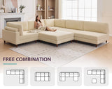 Jocisland Modular Sectional Sofa with 44" Extra Deep Seat,Oversized 6-Seater Modular Sofa for Plus-Size & Big Families, Sectional Couch for Living Room, Easy Assembly, Beige Corduroy Jocisland