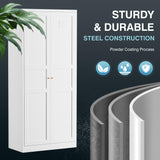 MIIIKO Metal Pantry Cabinet, Utility Storage Cabinets with 2 Doors and 5 Shelves, Versatile Freestanding Tall Cupboard for Kitchen, Bedroom, Laundry Room and Office, 71" H x 15.7" D x 31.5" W MIIIKO