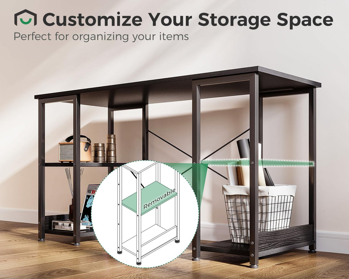 AODK 40 Inch Small Computer Desk with Power Outlets & USB Charging Port, Modern Simple Style Desk for Small Spaces Home Office, Study Student Writing Desk, Kids Desk, Black AODK