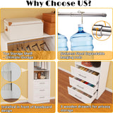 Dilando Closet System with Drawers, 8FT Wood Closet Organizer System Walk-in Closet Standalone Corner Closets Storage with Hanging Rods, White (8FT) Dilando