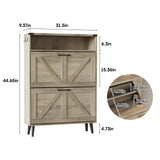 Halitaa Shoe Cabinet with 2 Flip Drawers,Shoe Storage Cabinet for Entryway,Freestanding Shoe Cabinet Organizer with Open Storage,Narrow Farmhouse Shoe Rack with Legs,Grey Halitaa