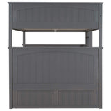 SOFTSEA Full Over Full Bunk Bed with Trundle Bedroom Furniture Solid Wood Bunk Beds Frame, Divided Into Two Separate Full Beds, Gray SOFTSEA