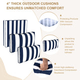 Outdoor Sectional Cushions, 5" Replacement Cushions for Patio Furniture, 9 Piece Water-Resistant Couch Replacement Set, for 4-seat Patio L Shaped Wicker Sofa (Blue Striped) Generic