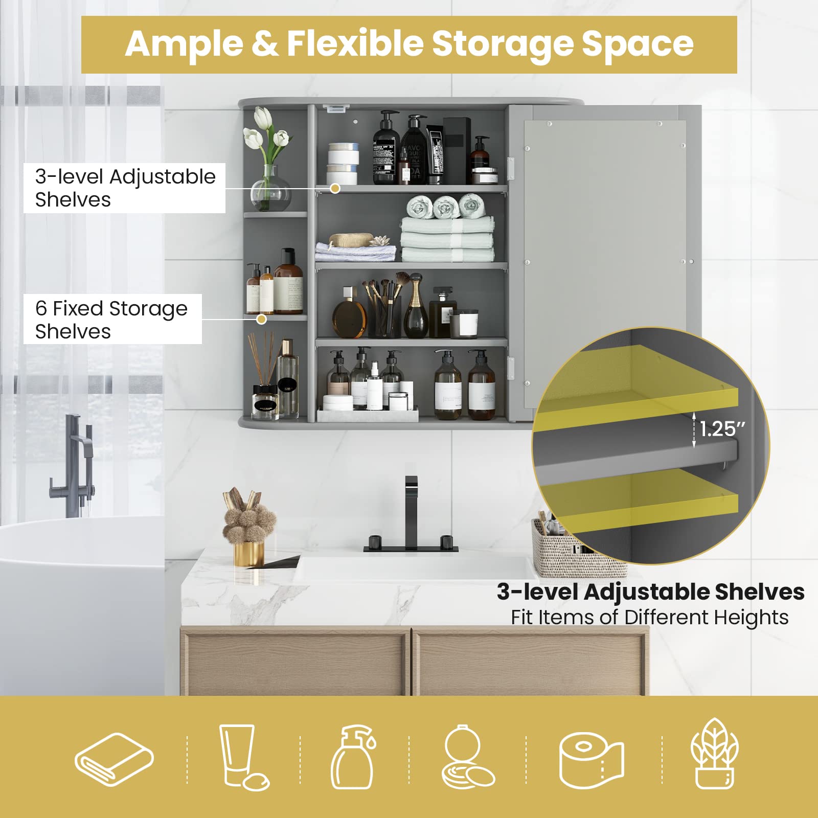 Bathroom Medicine Cabinet with Mirror - Thumbnail 5