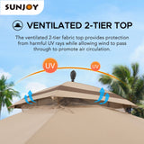 Sunjoy Pendleton 10.5 x 13 ft. 2-Tier Steel Gazebo, Tan & Brown Sunjoy