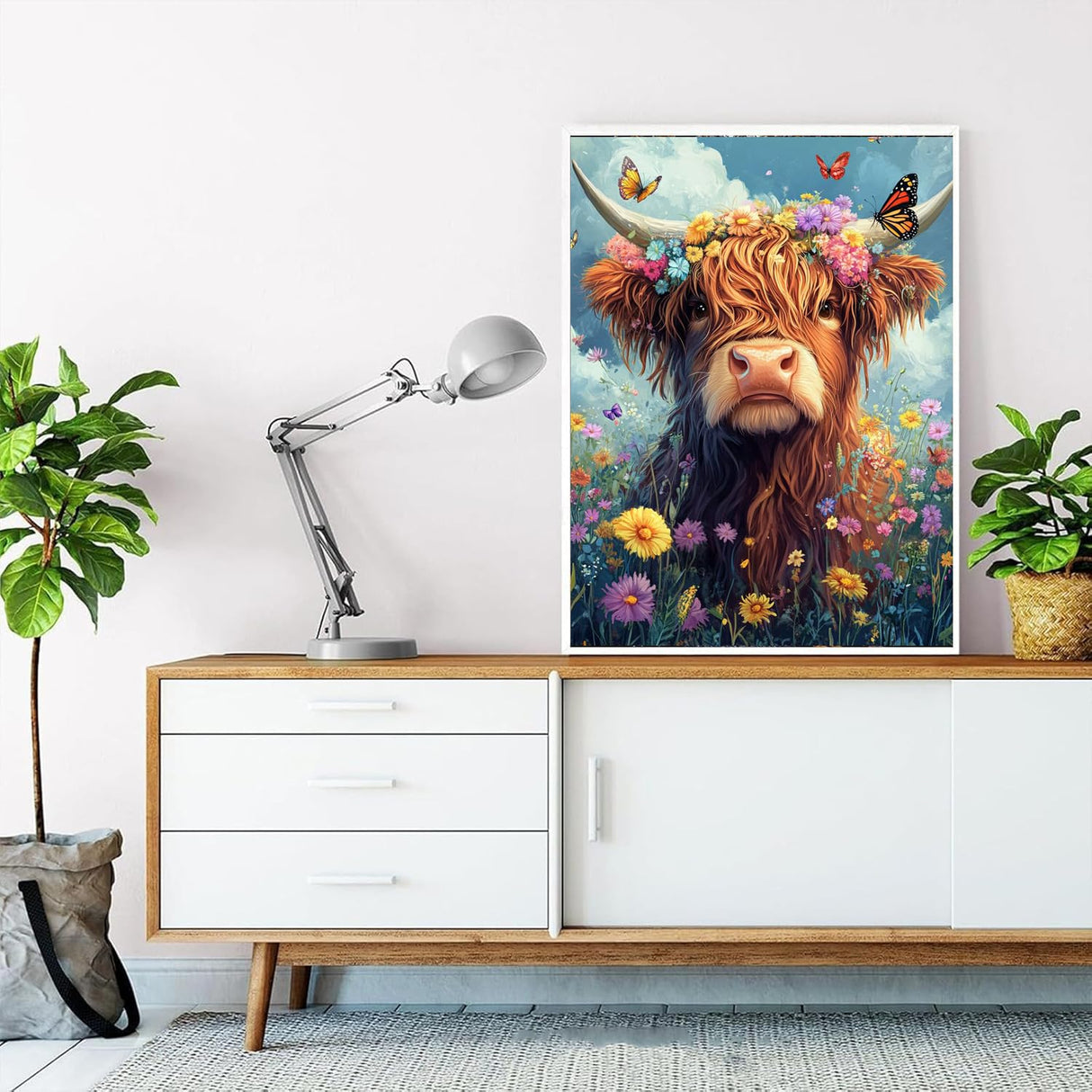 Highland Cow Paint by Numbers Kit for Adults,Cow Painting by Numbers,DIY Acrylic Paint Kit for Adults Without Frame,Easy Adult Paint by Number Kits on Canvas for Decor 16x20inch Canrichshop