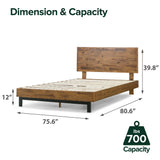 ZINUS Tricia Adjustable Wood Platform Bed Frame with Slat Support - King Size Zinus