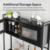 HOOBRO Bakers Rack with Storage Cabinet, 5-Tier Coffee Bar with Power Outlet and LED Lights, Industrial Microwave Oven Stand with Shelves, Kitchen Storage Shelf with Cabinet, Black BB13UDHB01 HOOBRO