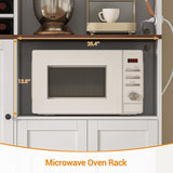 Hasuit 71.3" Pantry Cabinet with Charging Station, Tall Farmhouse Kitchen Hutch with Microwave Stand, Coffee Bar Hutch with Removable Wine Rack for Living Room, Dining Room, White Hasuit